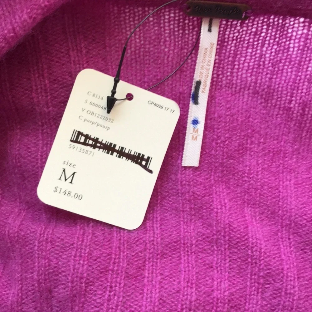 NWT Free People Elias Cashmere Sweater purple